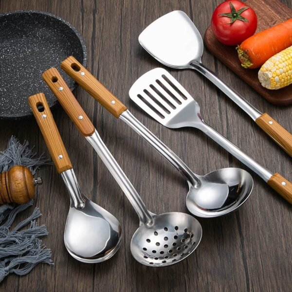Wood-Grain Handle Stainless Steel Spatula